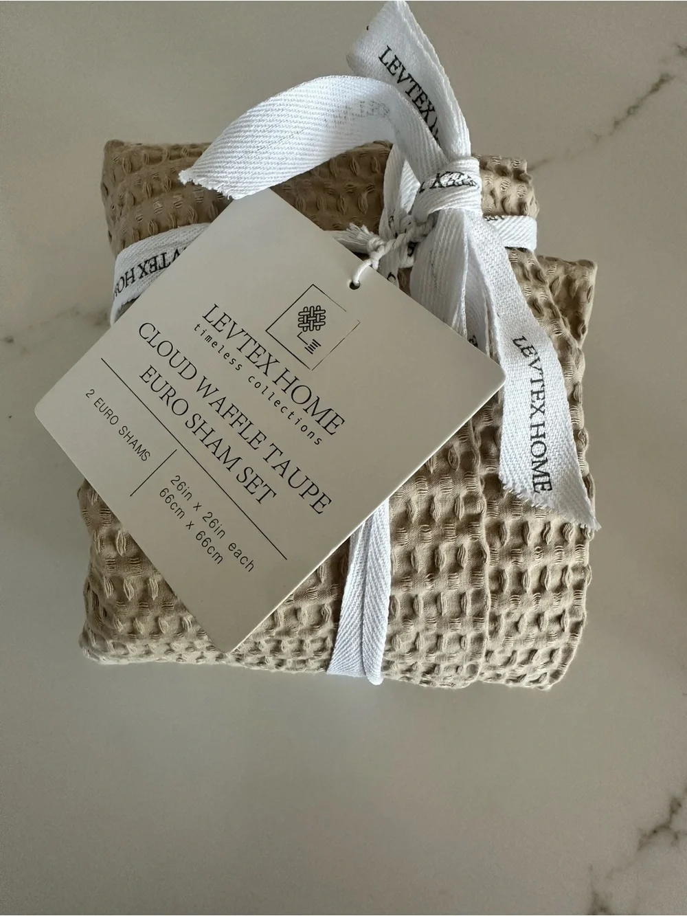 NWT 2 Waffle Weave Euro Sham Pillowcases – Taupe
